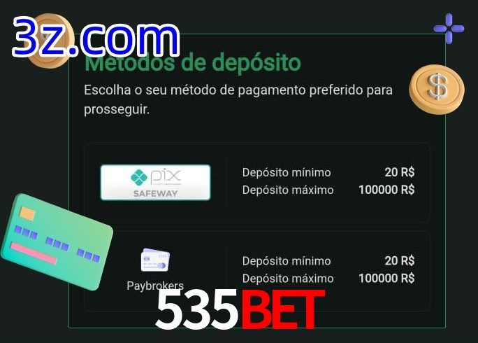 O cassino 535Bet oferece uma grande variedade de métodos de pagamento